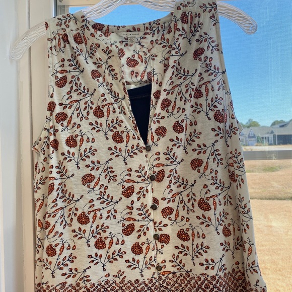 Lucky Top Sleeveless V-Neck Print Sz S Crop Top - Picture 1 of 15